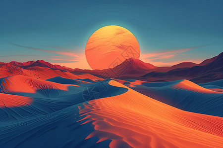 观察颜色沙漠之旅唯美插画插画