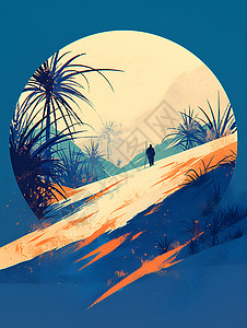 漫步沙丘的徒步者背景图片