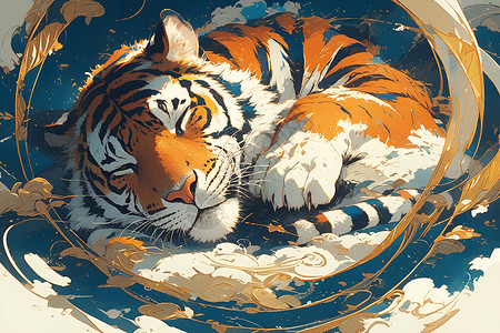 休息的老虎背景图片