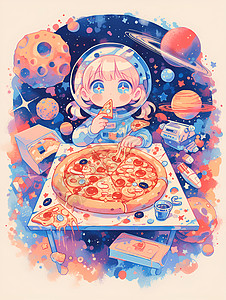 宇宙主题的披萨背景图片