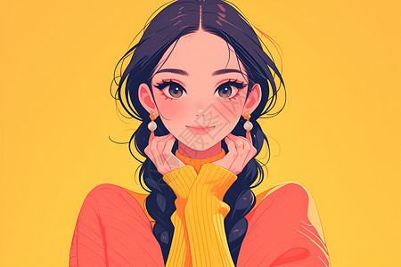 温婉的少女插画背景图片