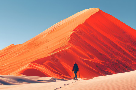 沙漠中的徒步者背景图片