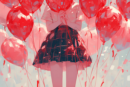画作的少女和气球背景图片