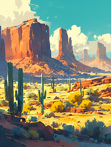阳光下的美景阳光下的沙漠插画