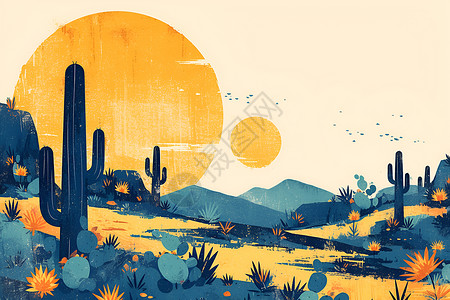 沙漠艺术插画背景图片
