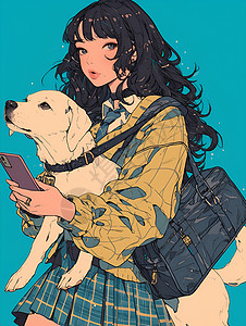 少女与狗背景图片