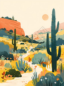 沙漠奇观插画艺术背景图片