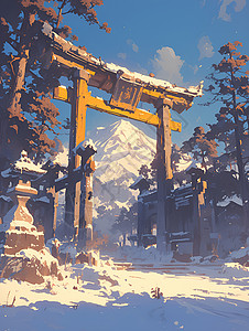 冬日里的石门美景高清图片