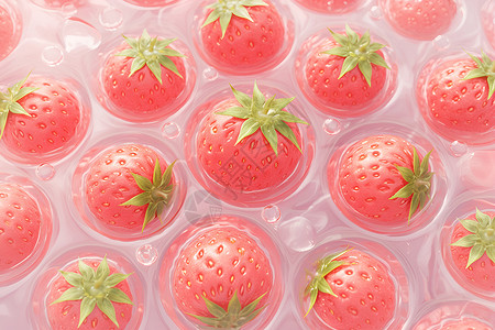 水里漂浮的草莓背景图片