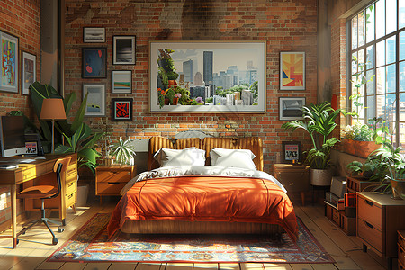 现代装修的卧室背景图片