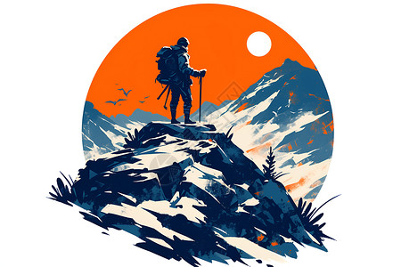 戈壁胡杨沙丘的探险之旅插画