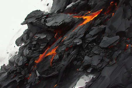 海底火山黑岩火山插画