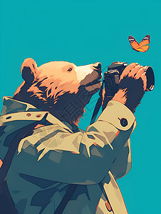 摄影熊和蝴蝶背景图片