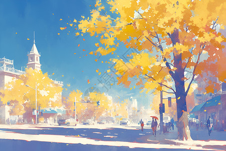秋日绘城色彩、背景图片