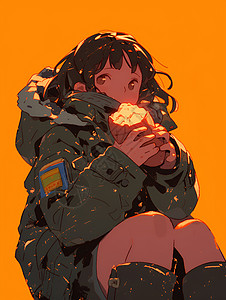 地瓜的花冬天的女孩插画