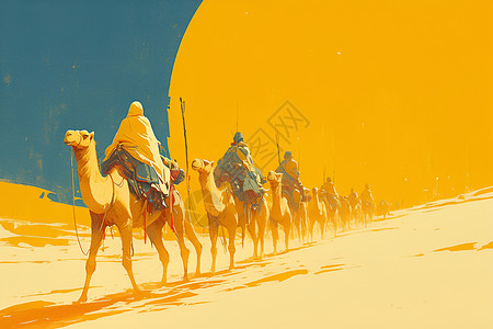 一队骆驼集群一队高清图片