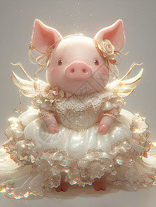 戴着花的猪胖猪胖小猪高清图片