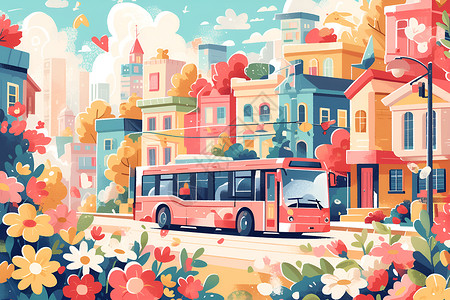 城市的巴士背景图片