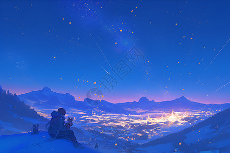 冬夜的美丽星空背景图片