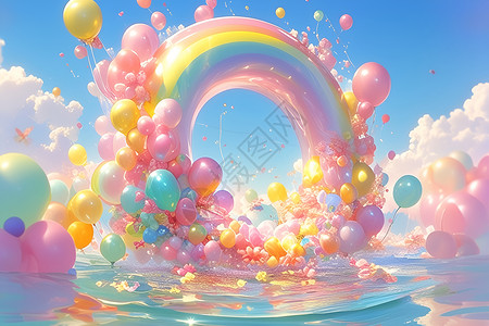 美丽的彩虹气球背景图片