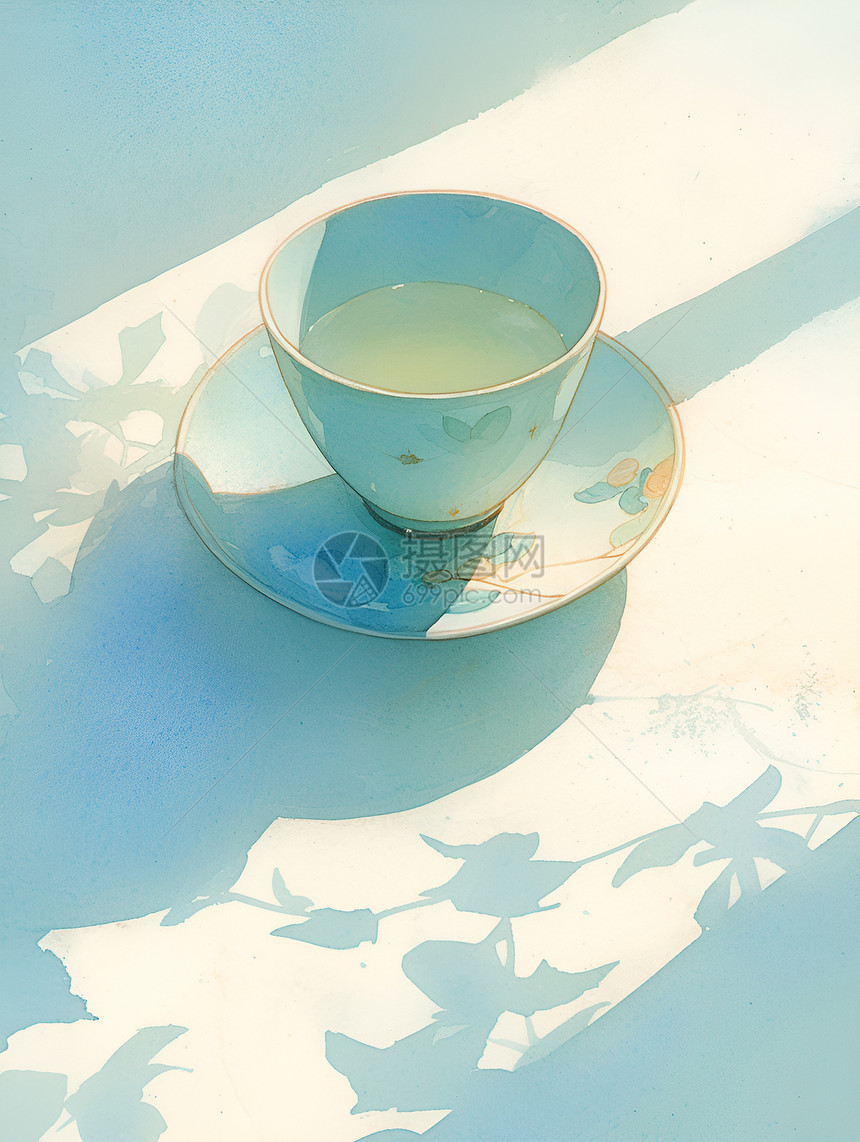 太阳光下的传统白玉杯图片