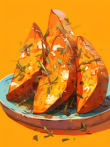 农作物地瓜番薯香甜的烤红薯插画
