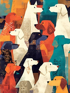 抽象的狗群背景图片