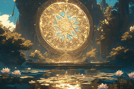 祭台下的莲花池背景图片