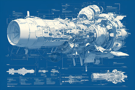 太空船蓝图复古草稿高清图片