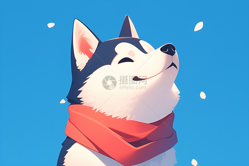 冬日欢乐狗狗带着围巾图片