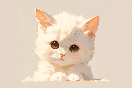 白底发夹可爱的白底小猫插画