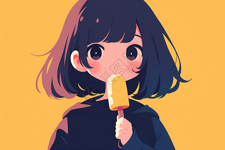 可爱女孩拿着冰淇淋背景图片