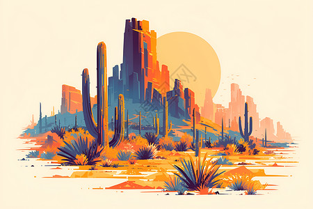 素雅的沙漠风景背景图片