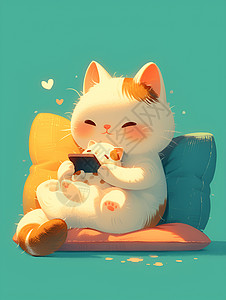 玩手机的猫咪背景图片