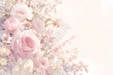 白色玫瑰花语花朵在白色背景上插画