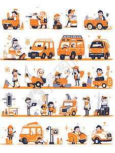 交通安全人物交通汽车和人物插画