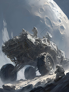 月球车探险插画