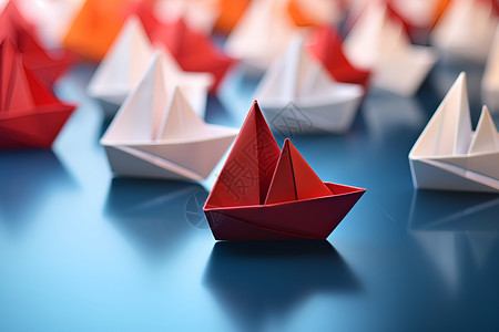 可爱的折纸小船纸船群落背景