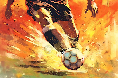 飞速运动的足球激烈的足球赛插画