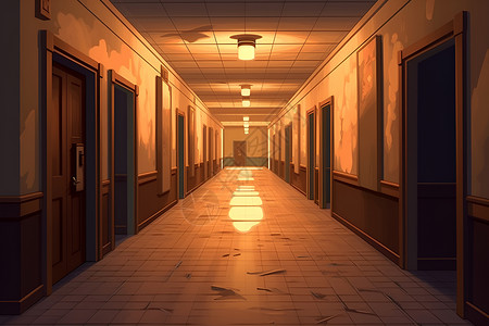 空荡荡的教室走廊背景图片