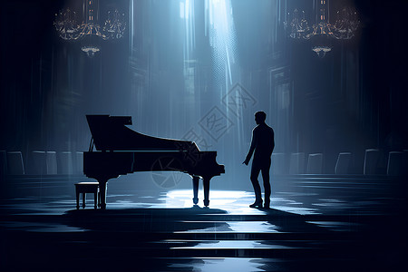 舞台上的演奏家和钢琴背景图片