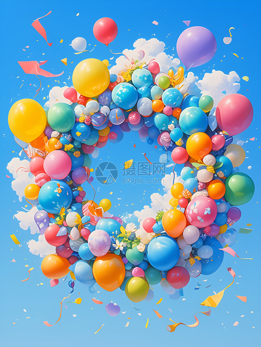 彩虹气球组成的字母图片