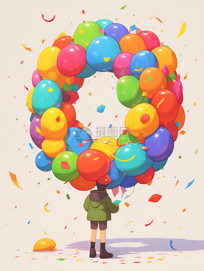 欢乐彩虹气球图片