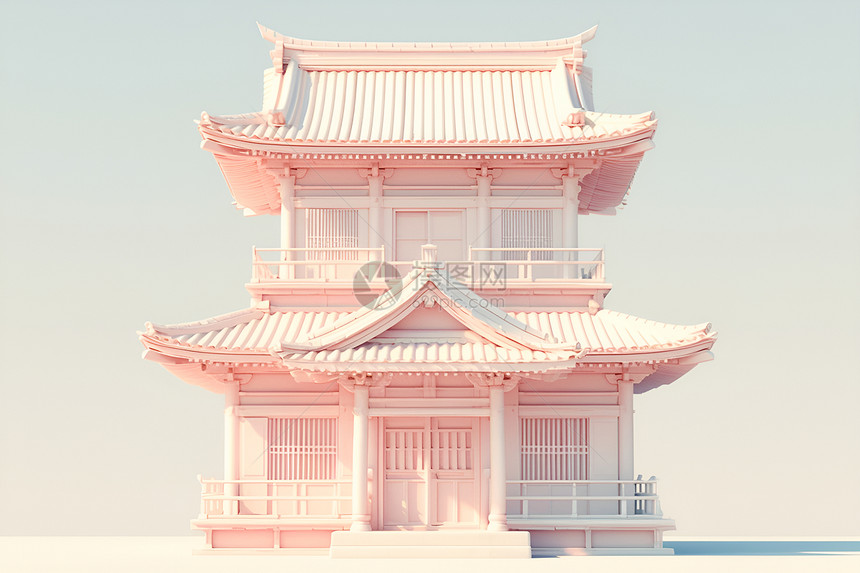 粉色中国建筑风格图片