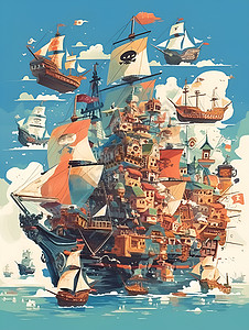 海盗船的冒险背景图片