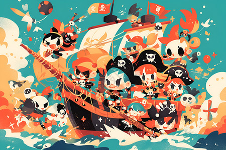 卡通海盗船背景图片