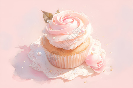 杯装蛋糕粉色杯形蛋糕插画