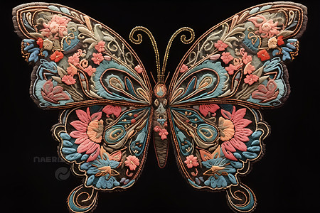蝴蝶刺绣背景图片