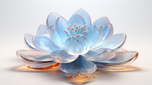 透明蓝莲花透明的花瓣高清图片