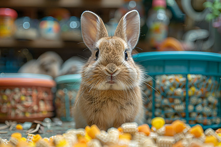 耳兔可爱的兔宝宝背景